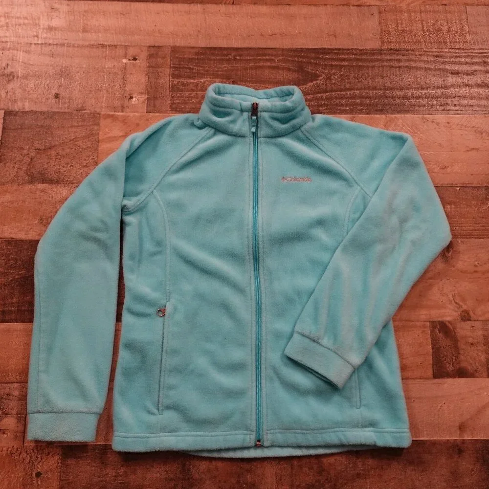 Columbia full zip fleece jacket girl's large baby blue